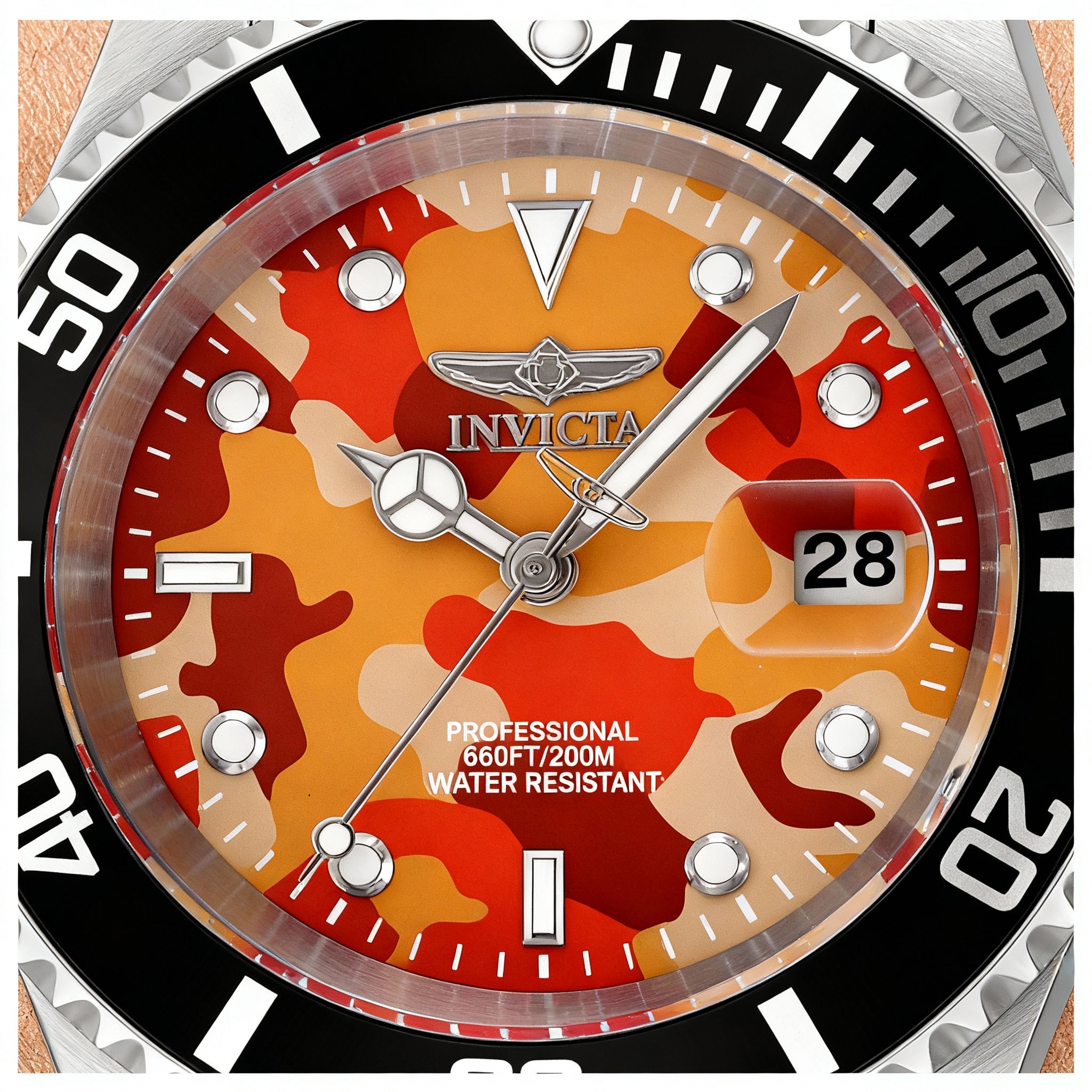 Invicta Pro Diver 48569 Men's Quartz 40mm Stainless Steel Case Orange Dial 20 ATM Water Resistant Watch