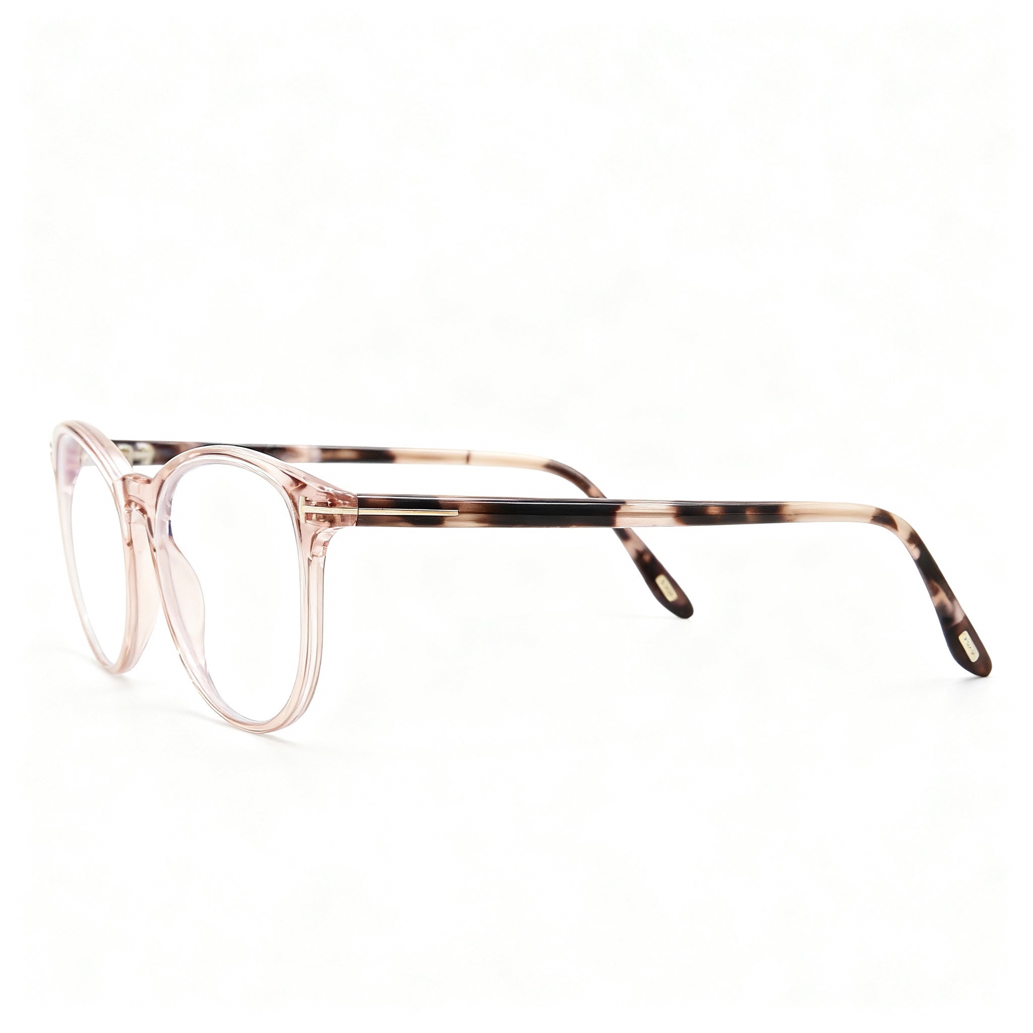 Tom Ford FT5810-B Women's Transparent Pink Plastic Oval Blue-Light Block Eyeglasses 53mm