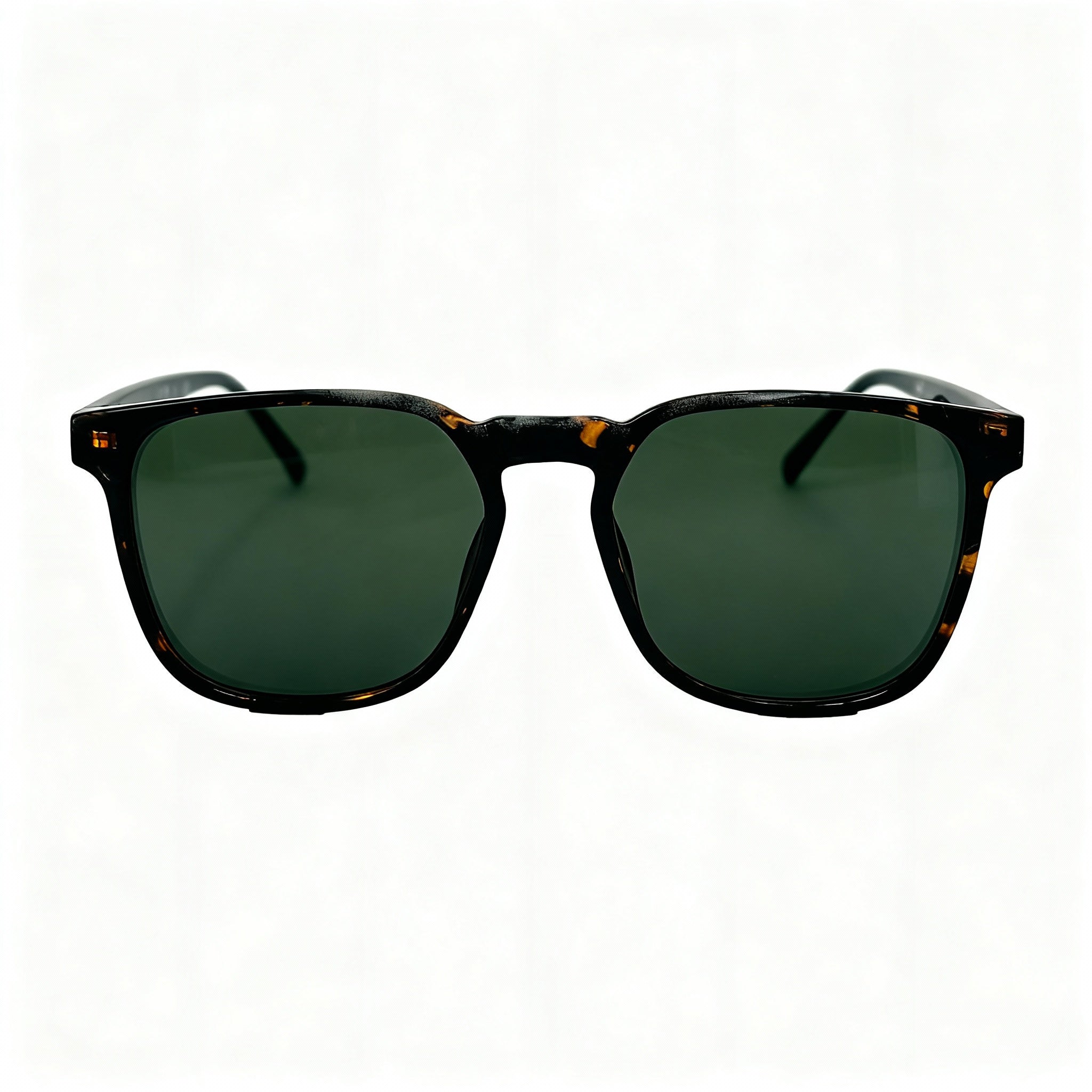 Kenneth Cole Reaction KC1414 Men's Soft Round Plastic Sunglasses, Dark Havana Frame, Green Lens, 54-17-150