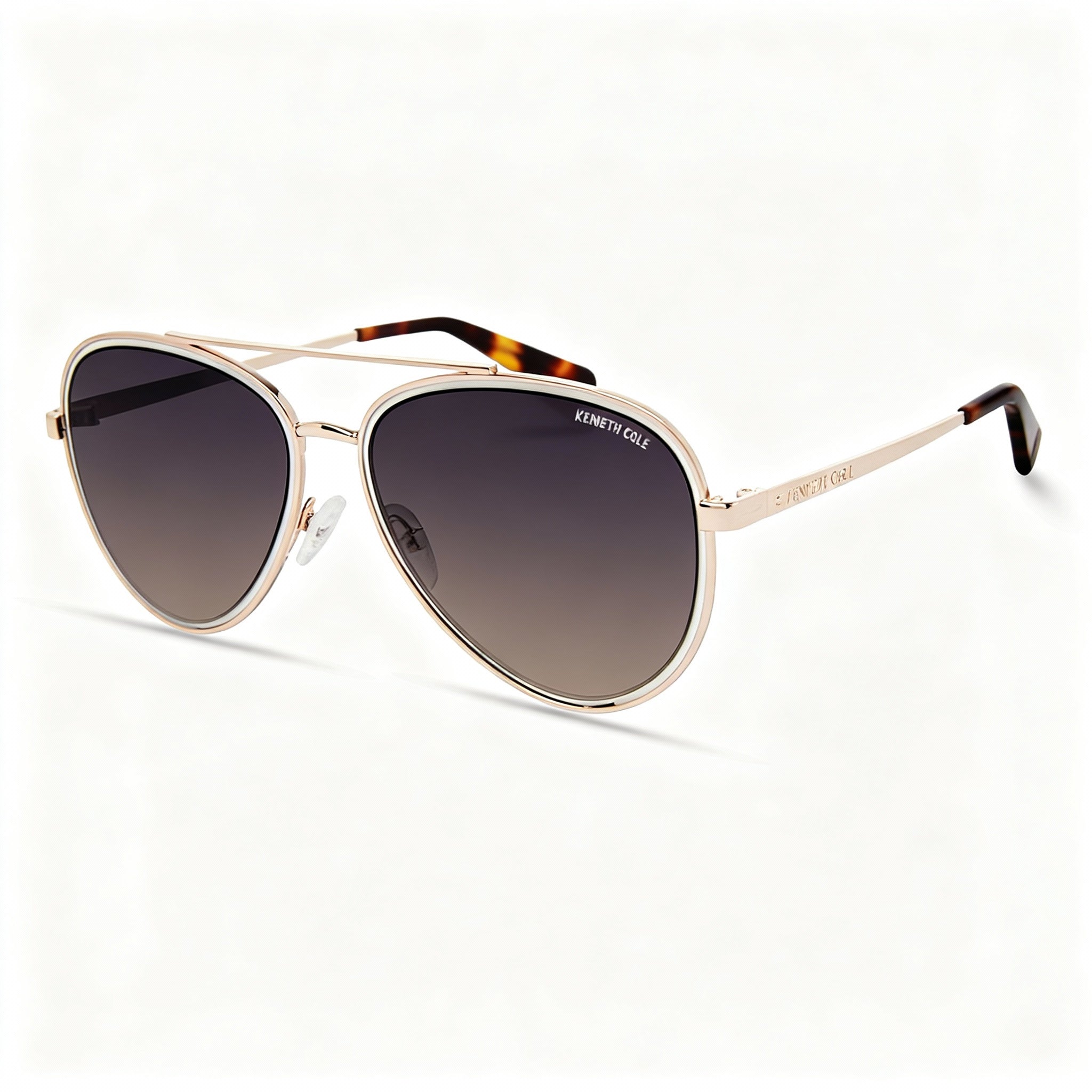 Kenneth Cole New York Kc5832w Women's Gold Metal Sunglasses Gradient Blue Lens UV Protected 58mm