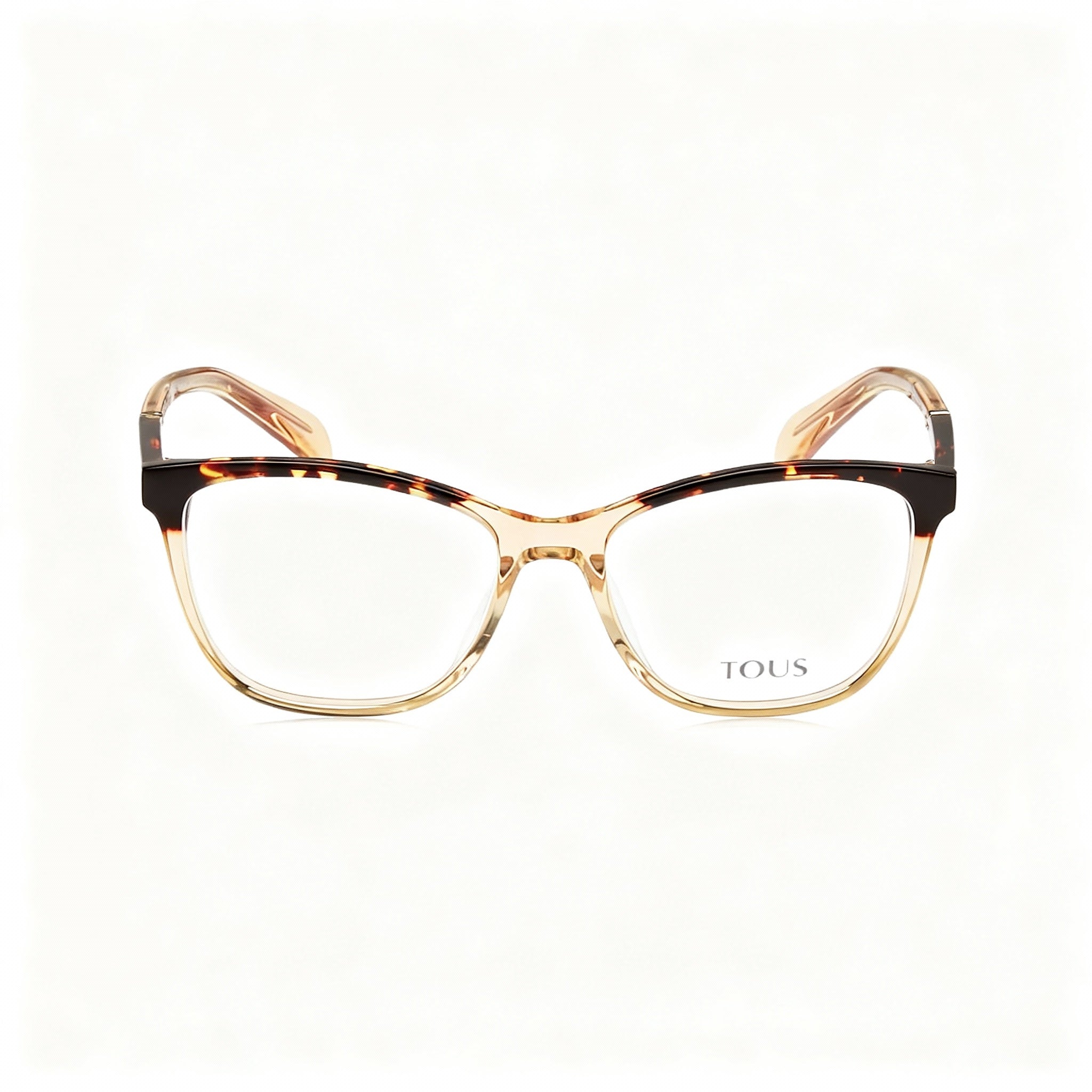 TOUS VTOB04 Women's Full Frame Acetate Optical Eyeglasses, Shiny Havana & Yellow, 53mm