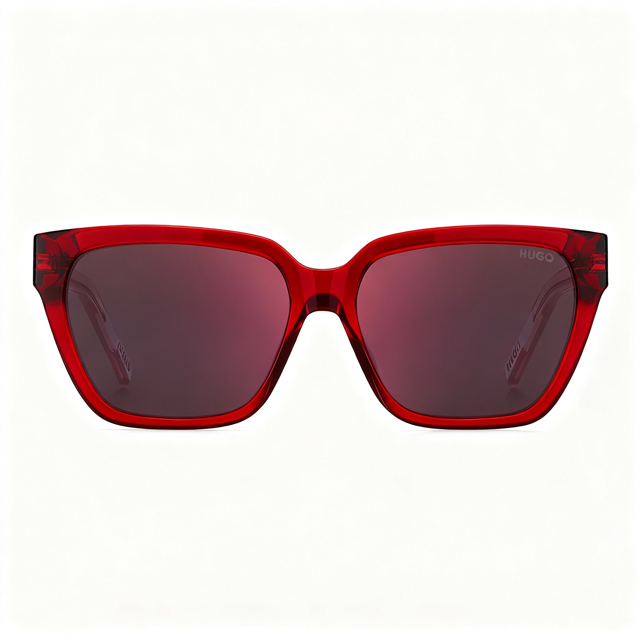 HUGO Contemporary Women's Red Pink Lightweight Acetate Optical Eyewear, Non-Polarized with UV Protection 56mm