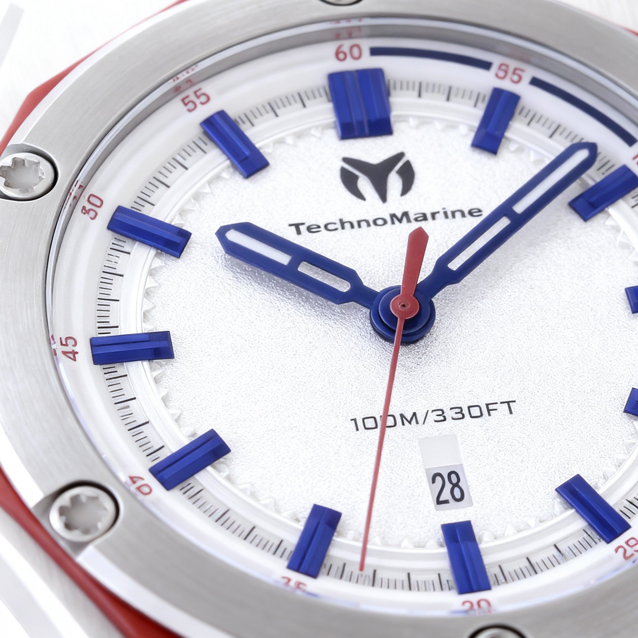 TechnoMarine CORAL - Legacy TM-416091 Unisex Silver Dial Silicone Strap Quartz Movement 10 ATM Water Resistant 45mm Watch