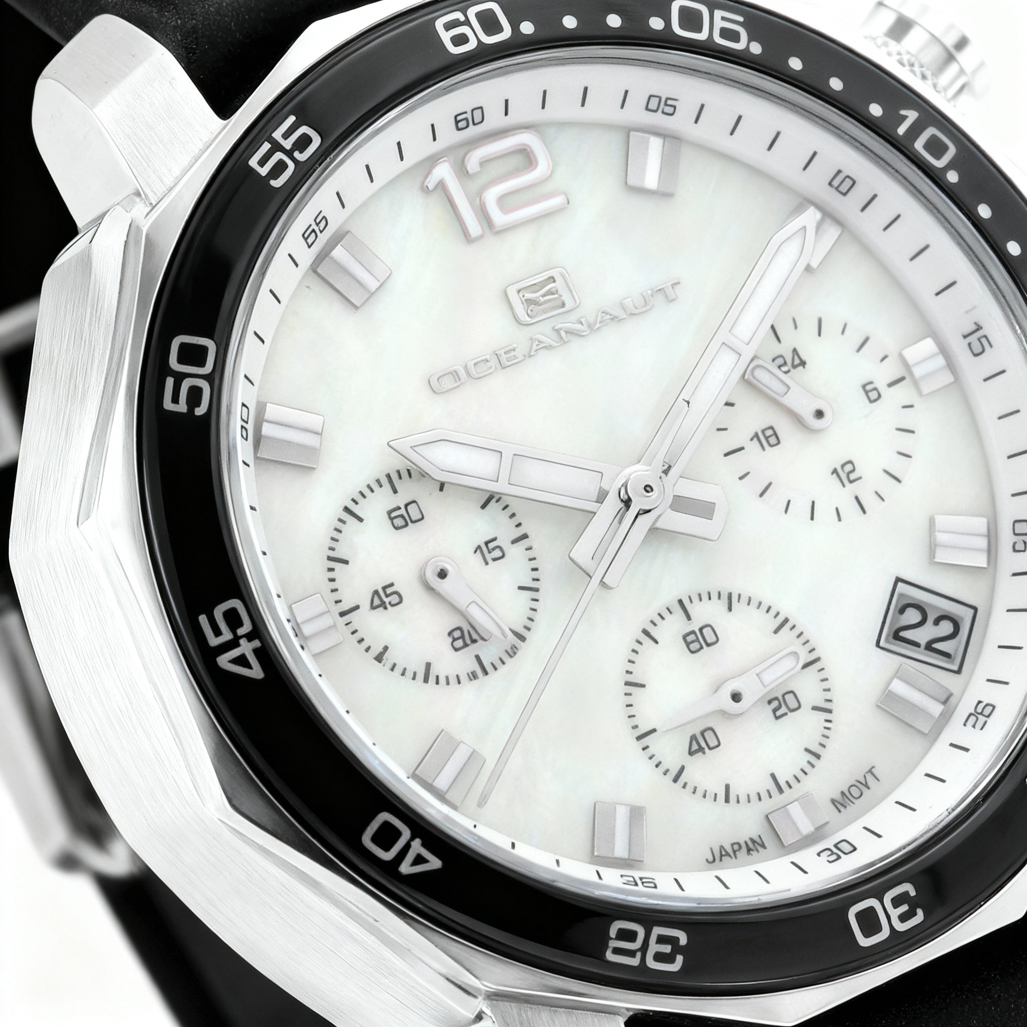 Oceanaut Quartz Movement Women's Off White Stainless Steel Rubber Strap Mother of Pearl Dial Water Resistant Watch