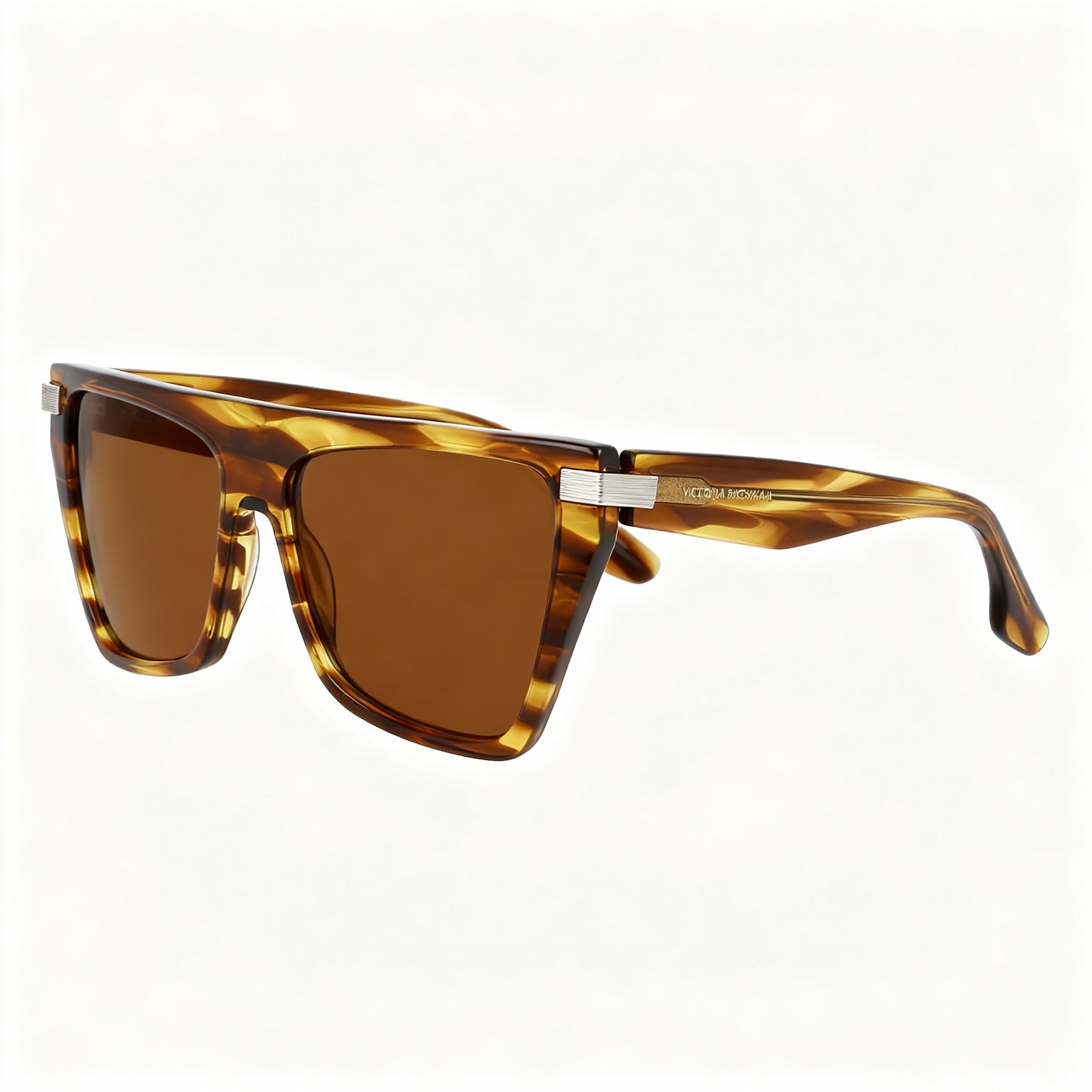 Victoria Beckham VB684S Women's Square Acetate Frame Sunglasses, Striped Tobacco, Size 57-15-140