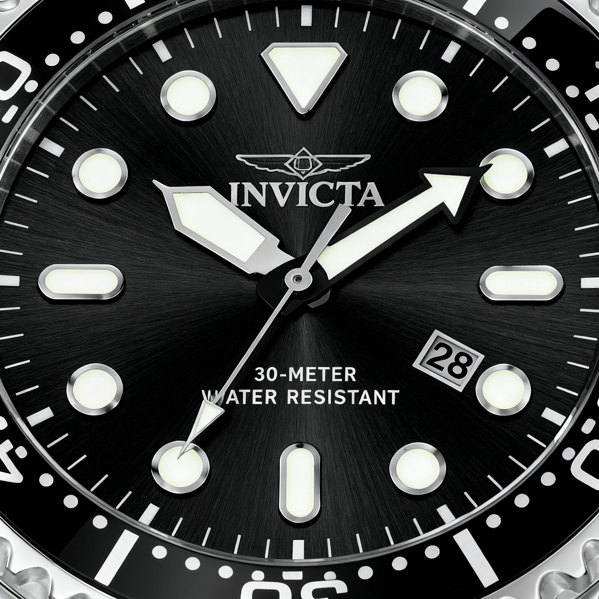 Invicta Pro Diver 44834 Men's 48mm Stainless Steel Quartz Watch, Black Dial, Black Silicone Band