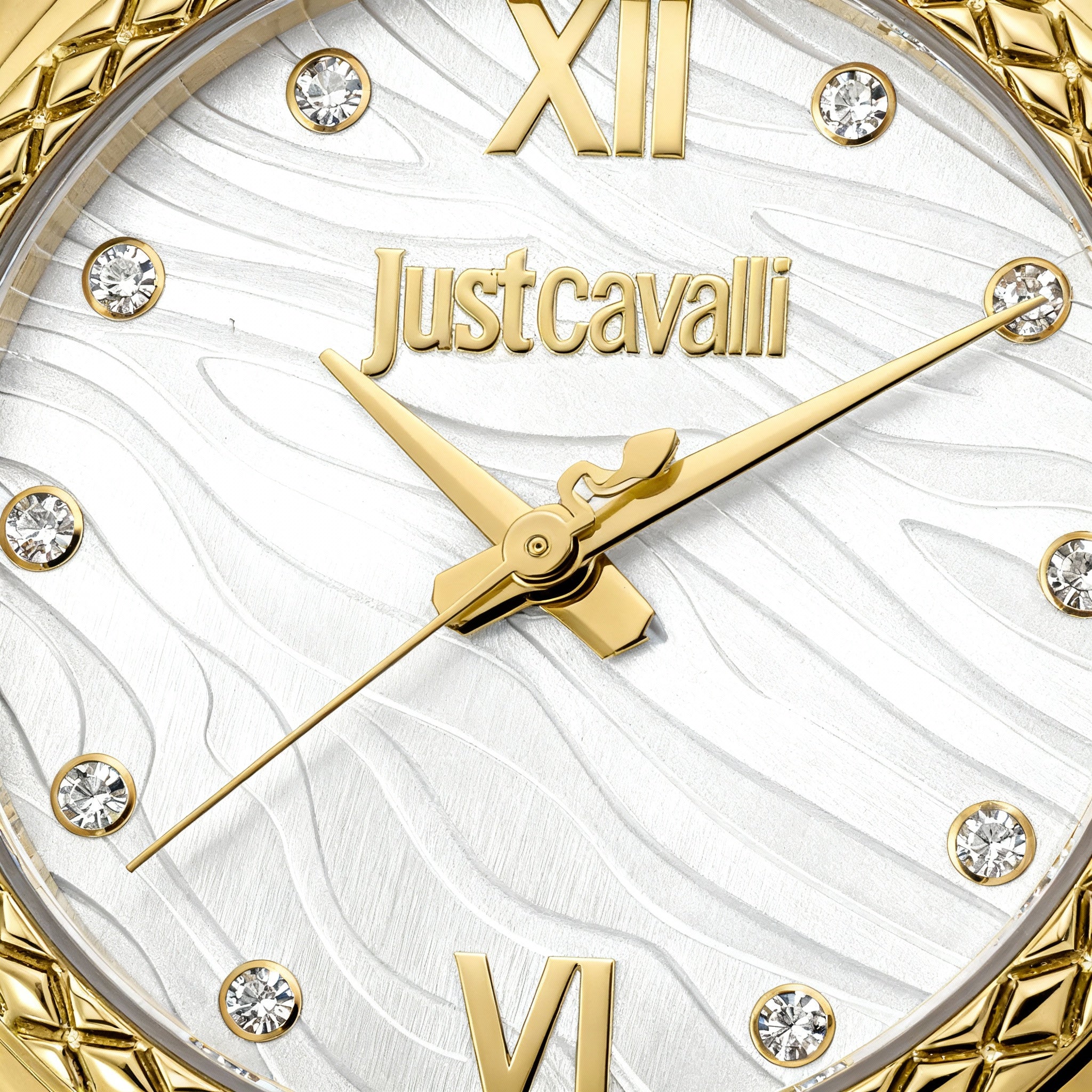 Just Cavalli Animalier Bracelet Women's Yellow Gold Stainless Steel Silver Grey Dial 30mm Quartz Watch