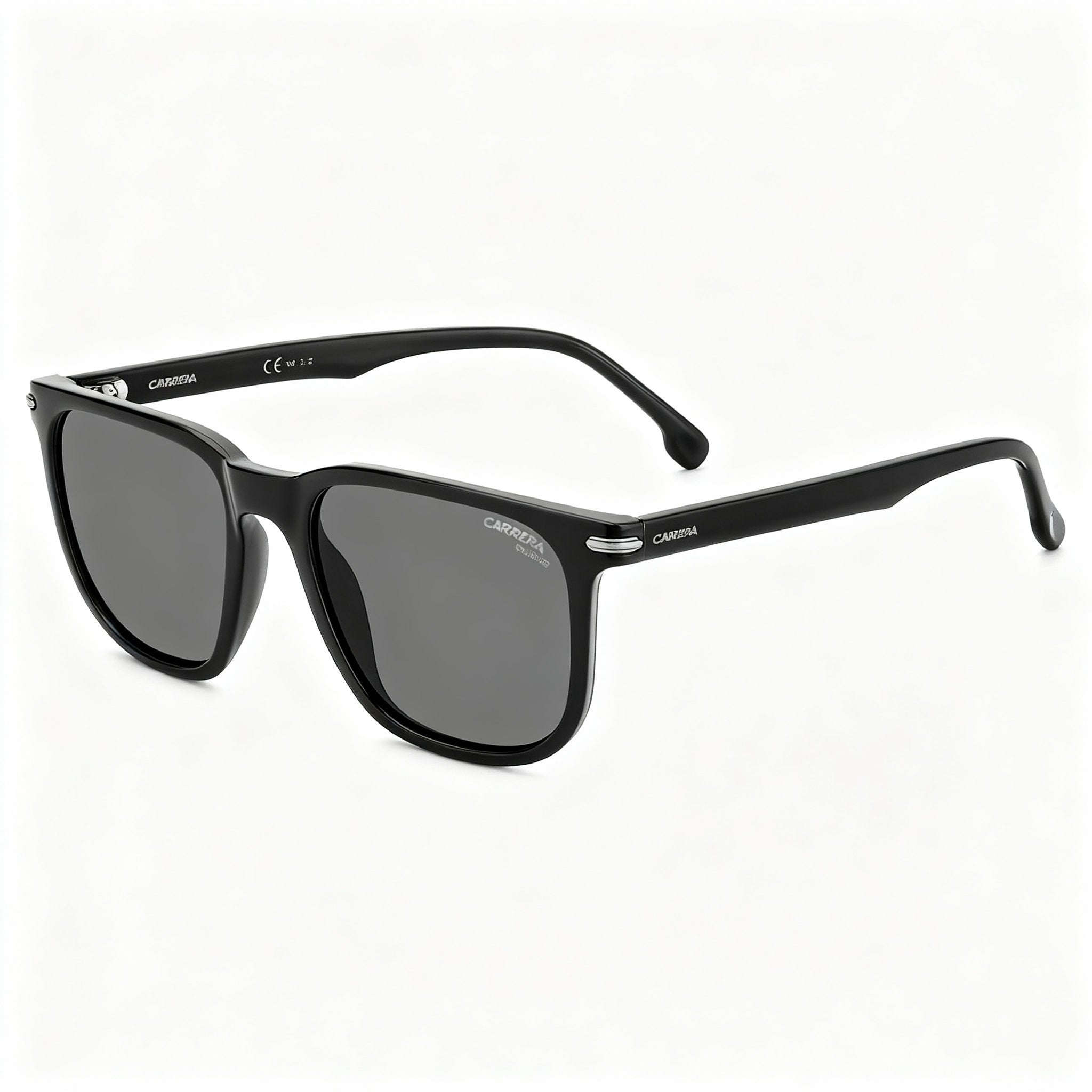 Carrera 300/S Unisex Modern Polarized Square Propionate Sunglasses Black Grey Frame Grey Lens 54mm
