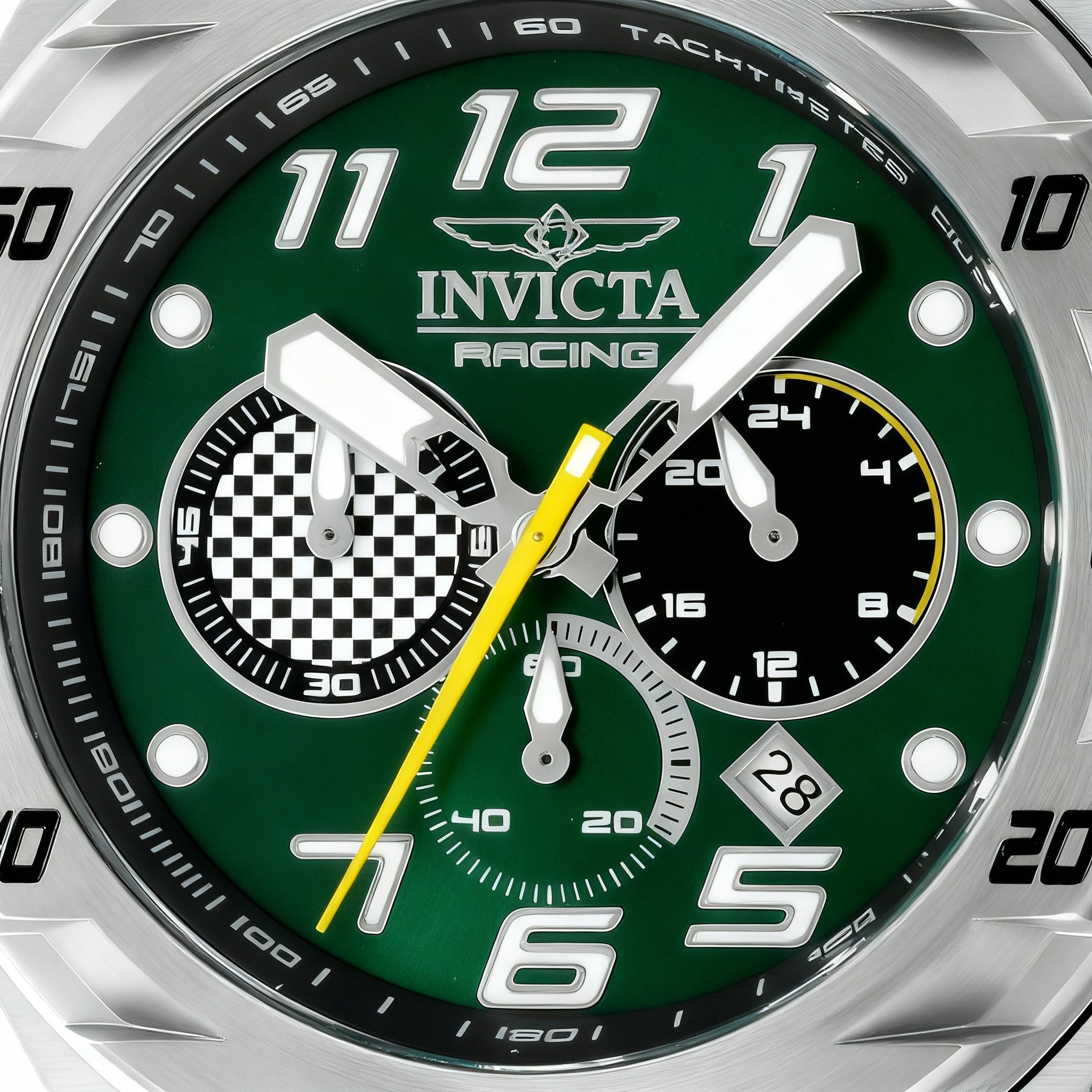 Invicta Racing 47200 Men's Quartz Watch, 48mm Stainless Steel Case, Green Dial, Bracelet Strap