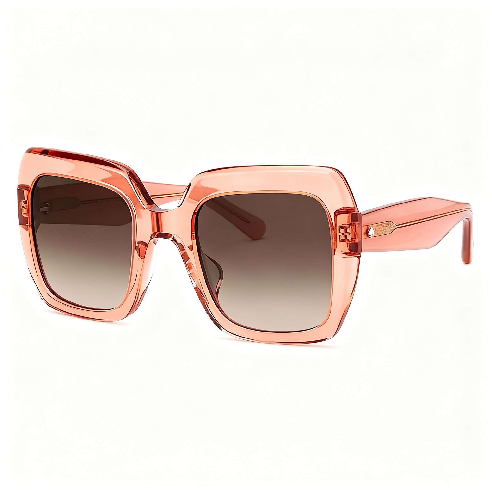 kate spade new york NAOMI/S Women's 52mm Square Acetate Sunglasses, Peach Frame, Dark Brown Shaded Non-Polarized Lenses