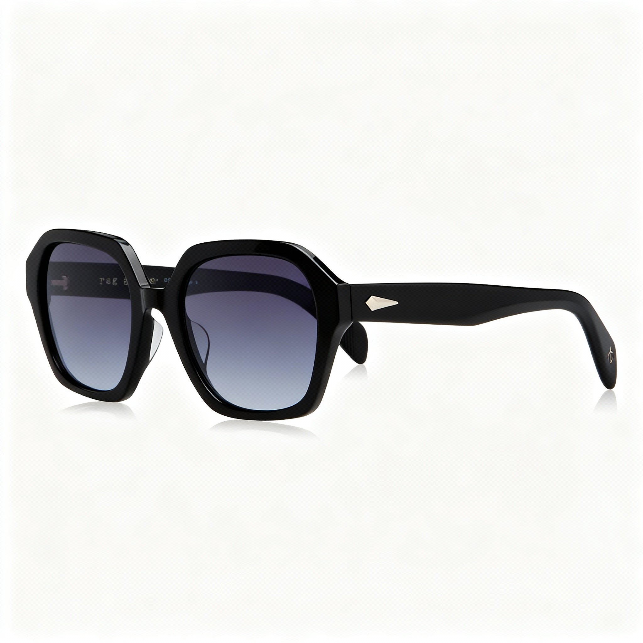 rag & bone RNB1063/S Classic Women's Black Plastic Square Non-Polarized Grey Gradient Sunglasses 53mm