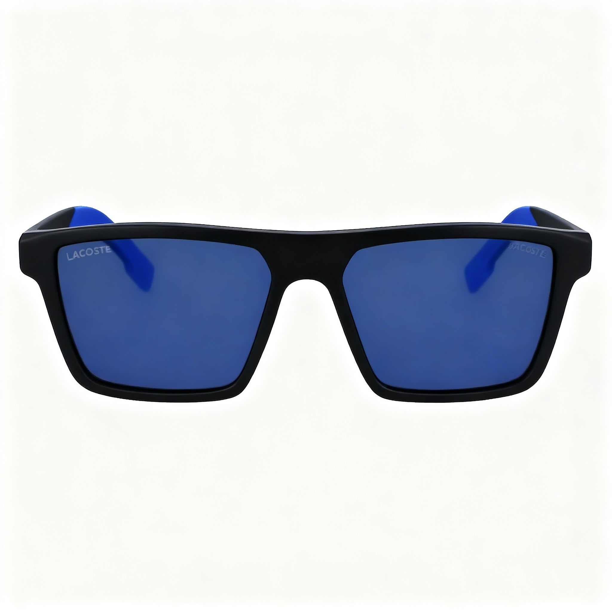 Lacoste Classic Sport Unisex Bio-Injected Matte Black/Blue Sunglasses with Non-Polarized Polycarbonate UV Protection Lenses 55mm