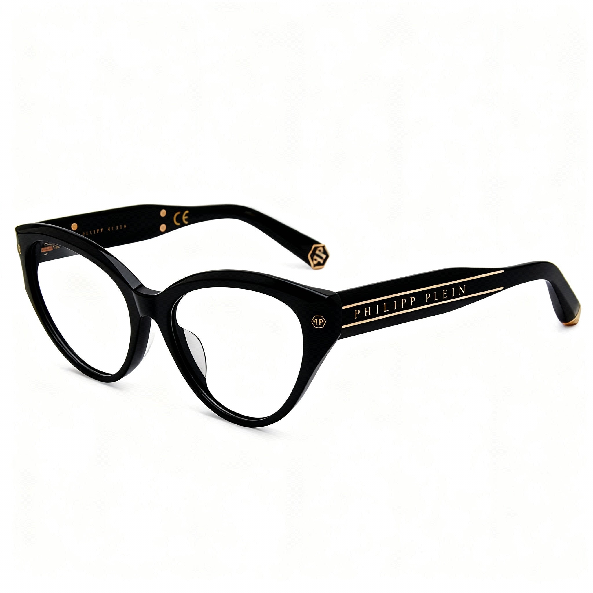 Philipp Plein Classic, Women's Shiny Black Acetate Optical Frame Eyeglasses 54-16-135