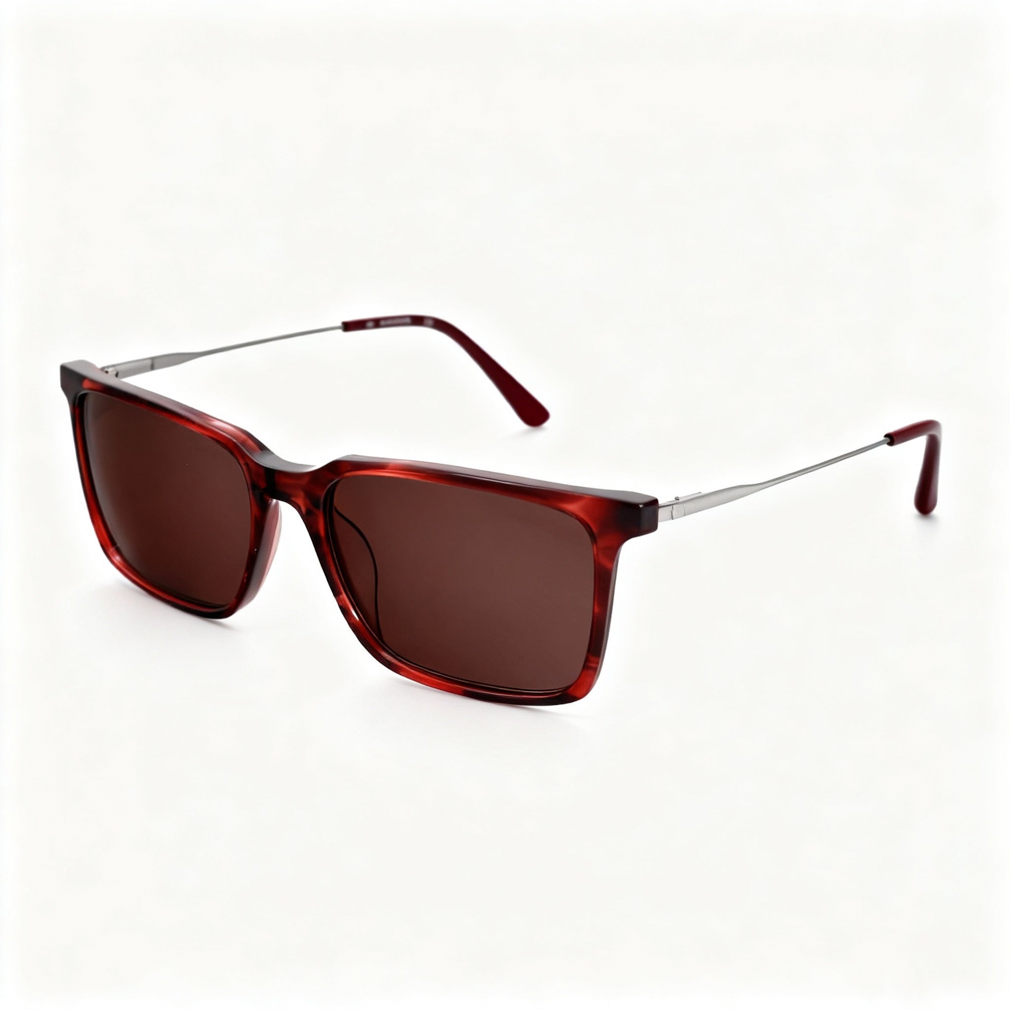 Calvin Klein Ck19703s Women's Burgundy Havana Acetate Square Non-Polarized Brown Lens Sunglasses 56mm