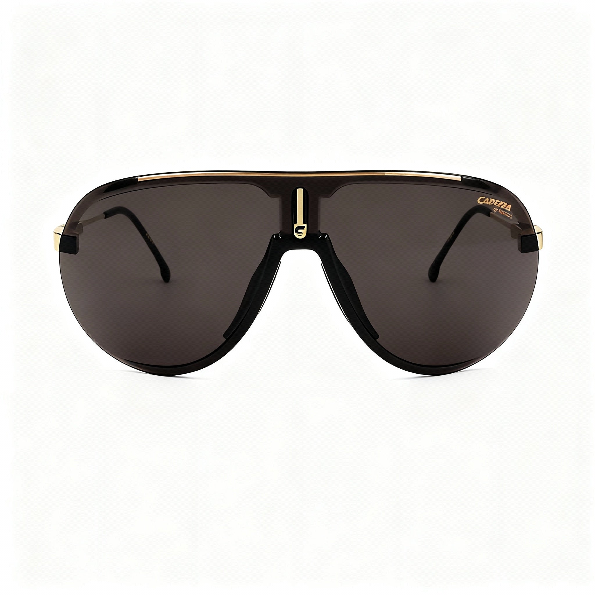 Carrera Sporty Classic Unisex Black Gold Light Brown Frame Grey Lens Polycarbonate Non-Polarized Sunglasses 99-01-135