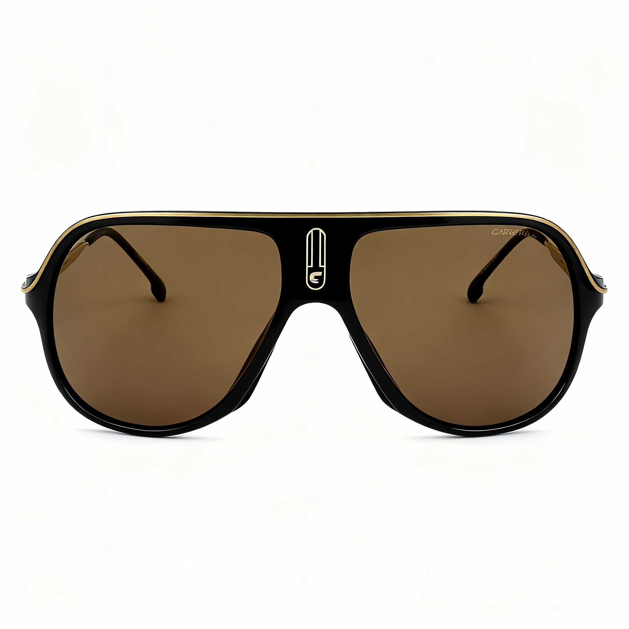 Carrera Casual Unisex Black Gold Polyamide Frame Sunglasses with Gold High Contrast Polarized Lenses 62mm