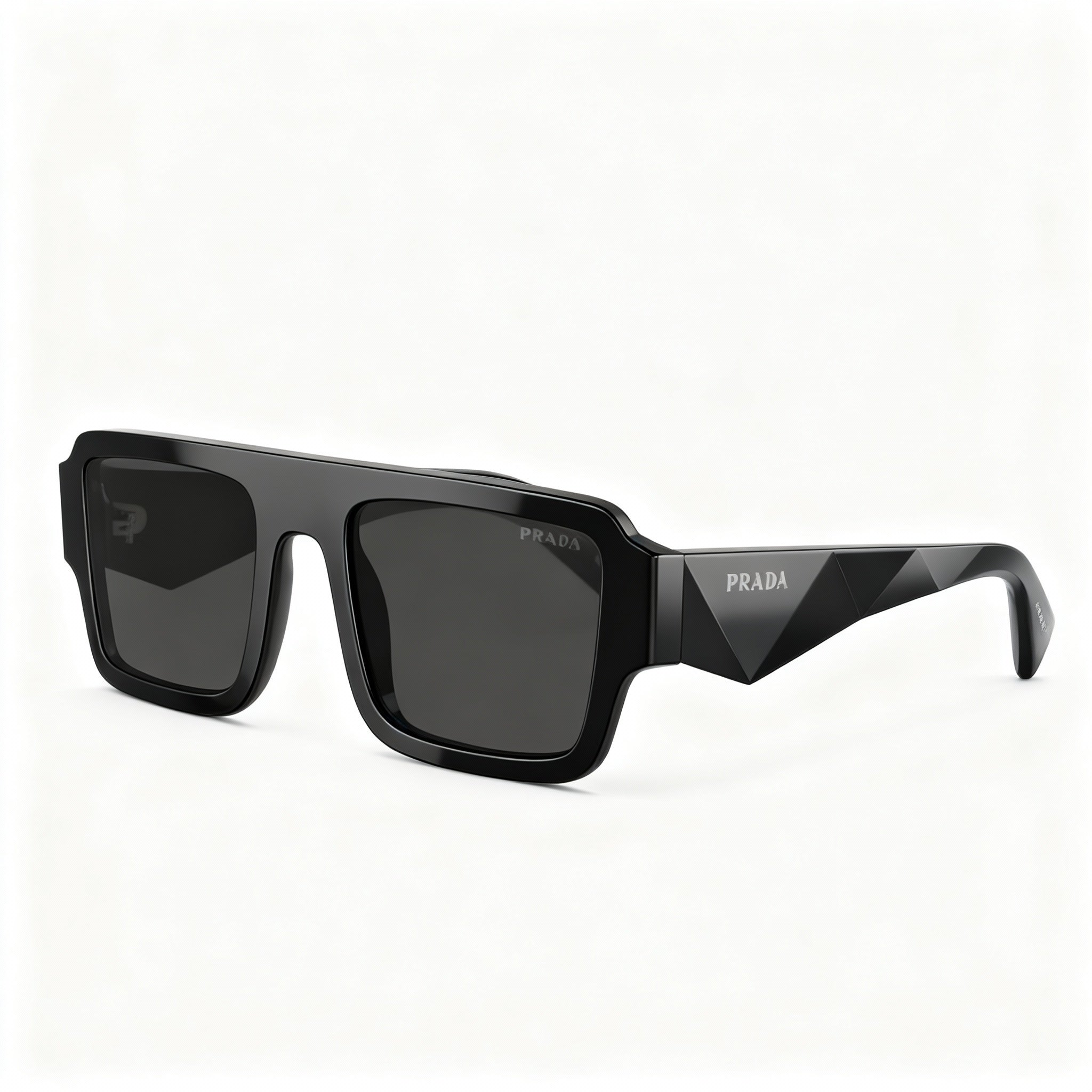 Prada PR A05SF Men's Asian Fit Plastic Sunglasses Black Frame Gray Non-Polarized Lenses 55-19-145