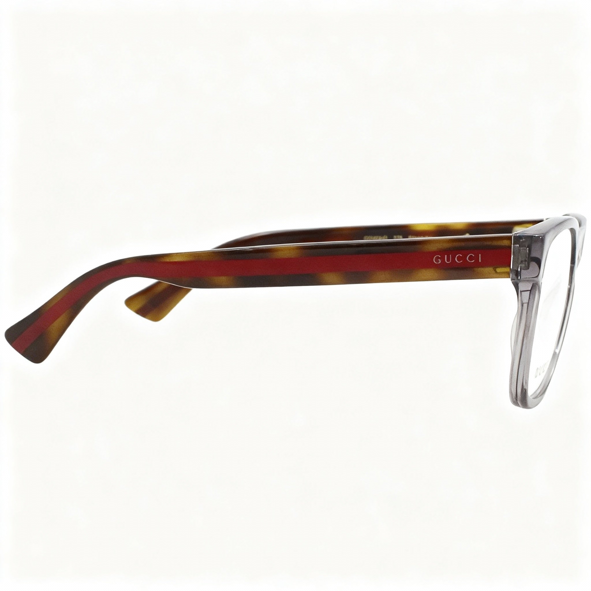 Gucci GG0004ON Men's Acetate Rectangular Eyeglasses, Clear Lenses, Transparent Grey 53-19-145