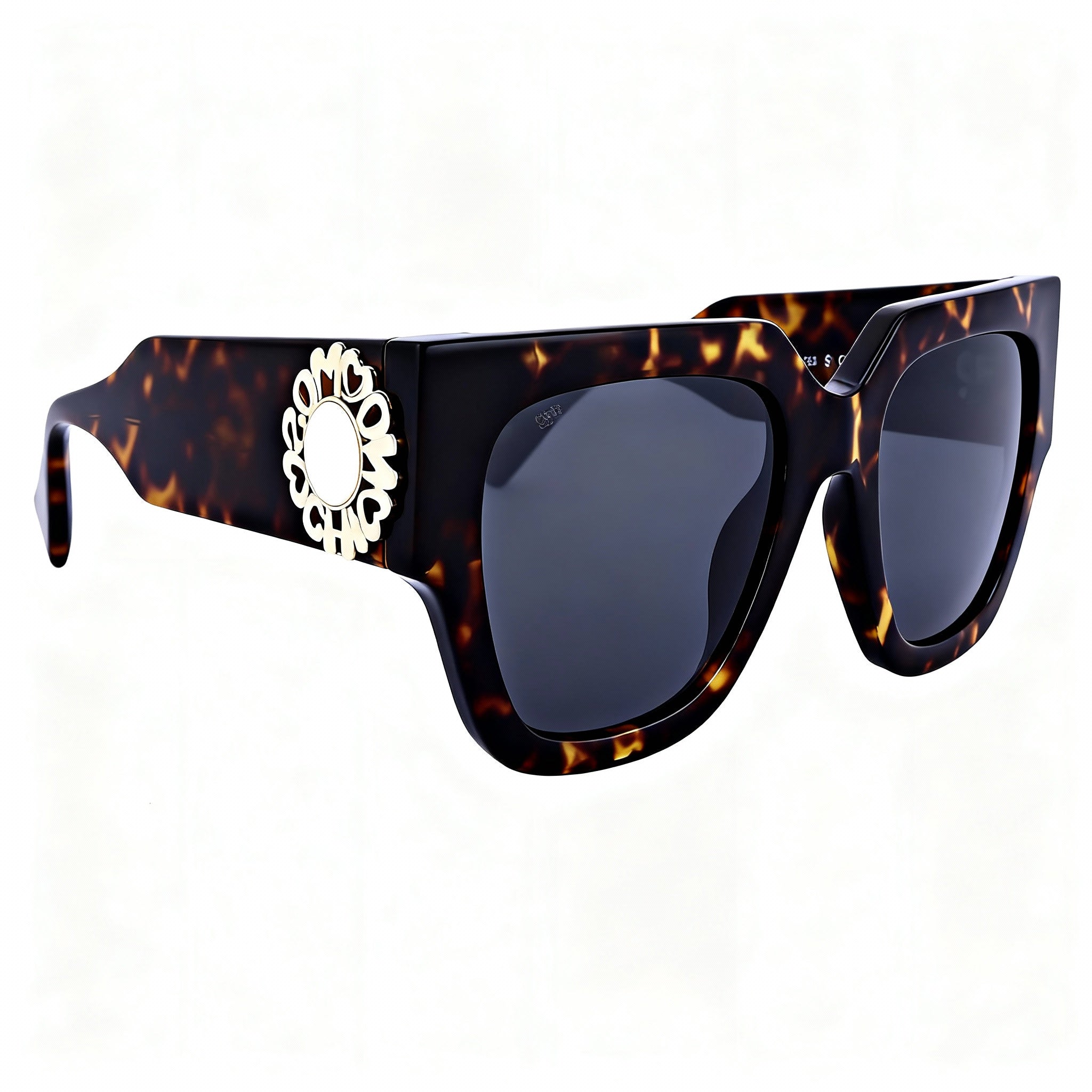 Moschino Metal Trim Women's Acetate Square Non-Polarized Sunglasses Havana Grey 52-20-140