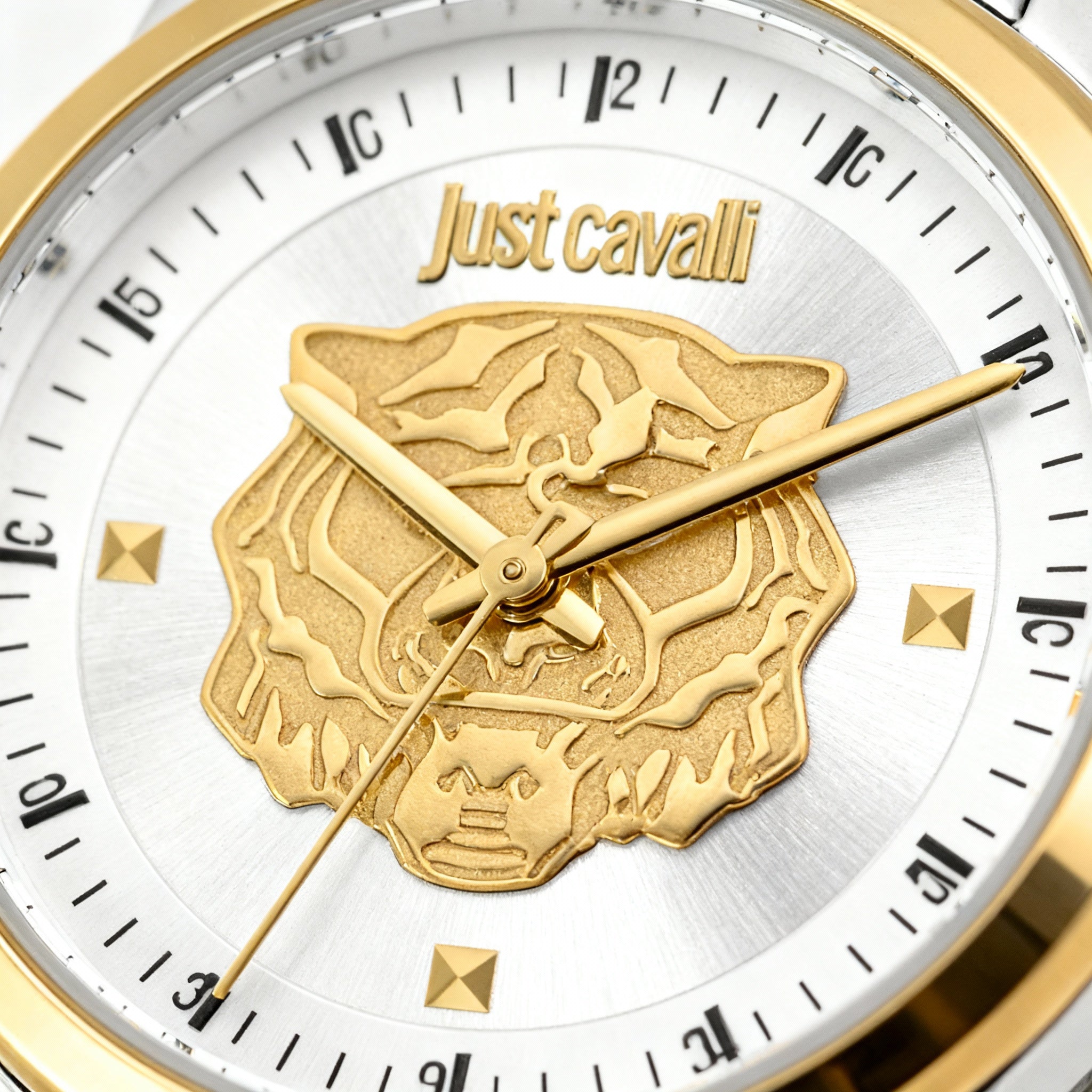Just Cavalli Women's Two Tone Silver & Gold Stainless Steel Round Case & Bracelet Quartz Watch 30mm