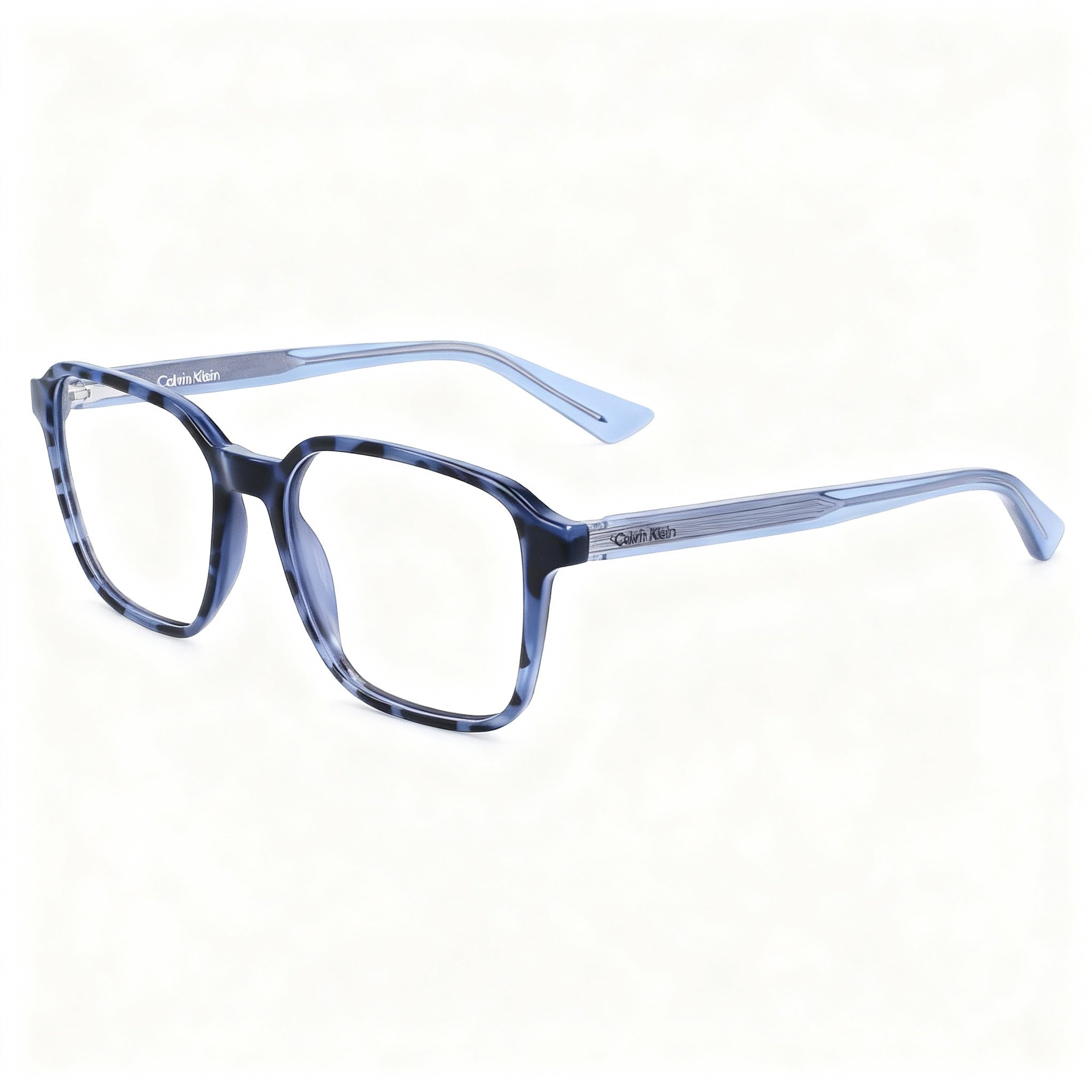 Calvin Klein CK23524 Unisex Rectangle Optical Frames, Havana Blue Injected Plastic, Non-Polarized Polycarbonate Lenses 52mm