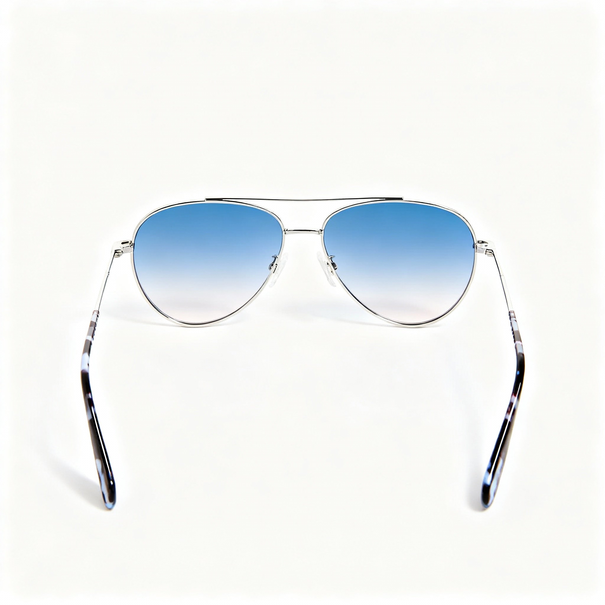 rag & bone Modern Women's Stainless Steel Aviator, Palladium Frame, Blue Doubleshade Peach Non-Polarized Lenses, 58-14-140mm