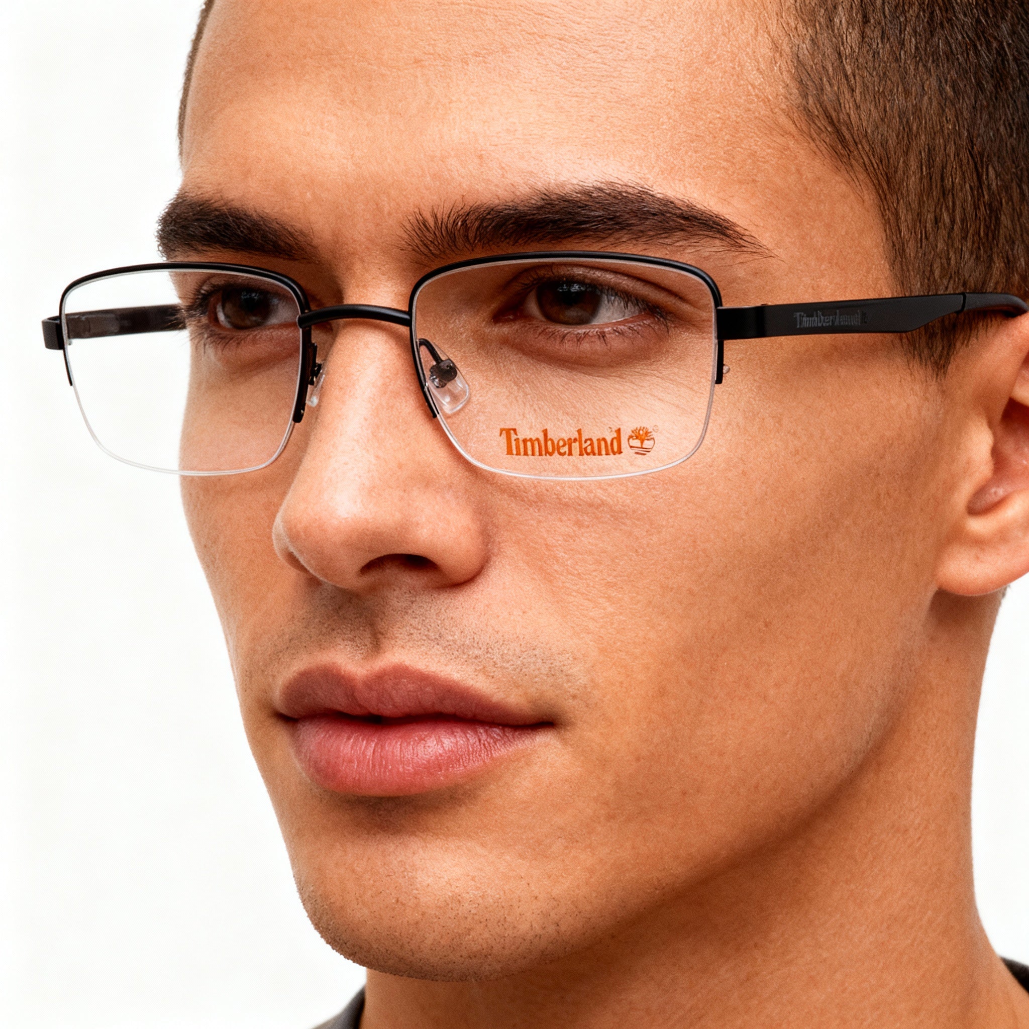 Timberland Contemporary Men's Matte Black Plastic Frame Non-Polarized Clear Lens Eyeglasses 50-20-145