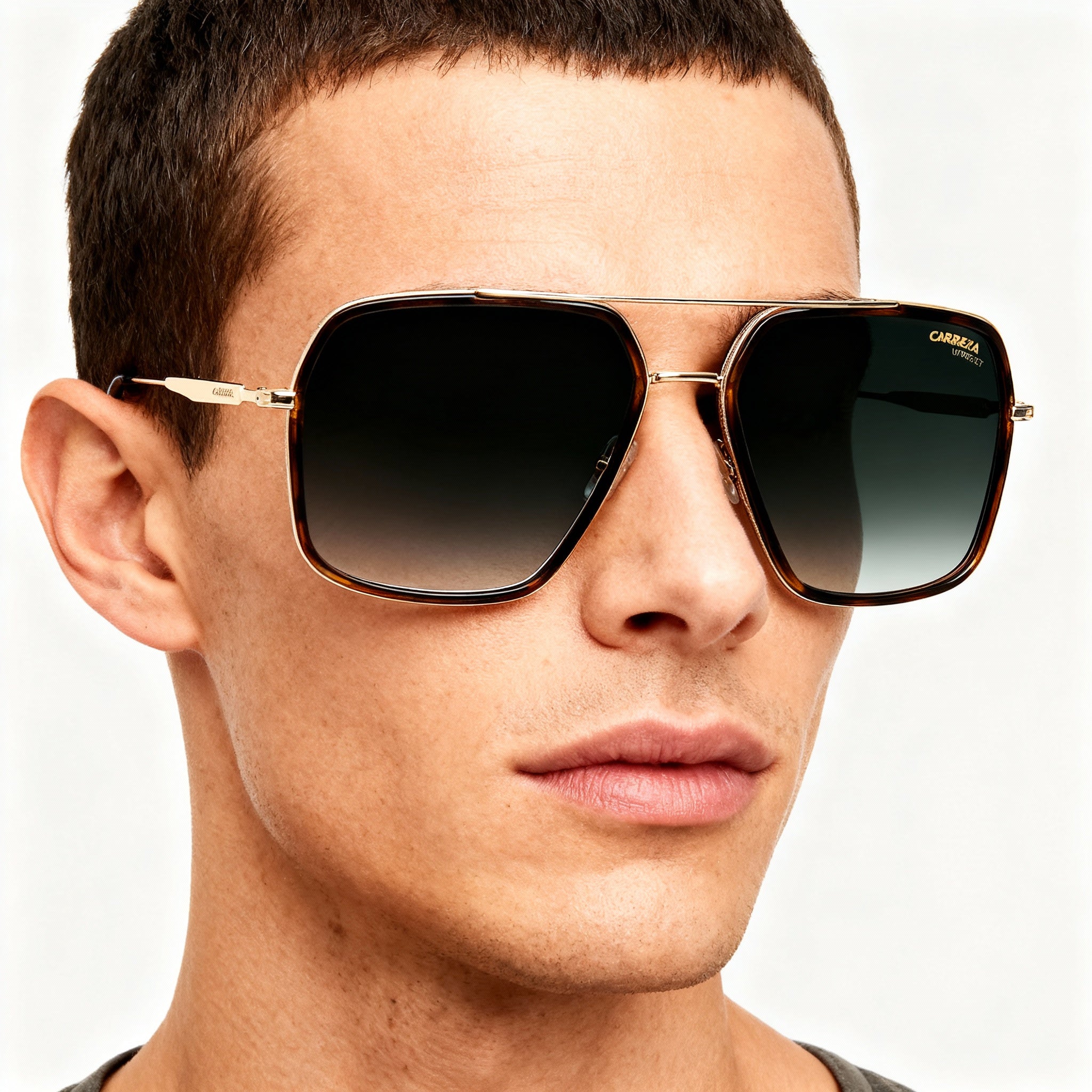 Carrera 273/S Men's Stainless Steel Havana Gold Grey Green Shaded Non-Polarized Sunglasses 59-17-150