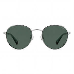 Polaroid Classic Round Sunglasses Unisex — front view, Stainless Steel frame