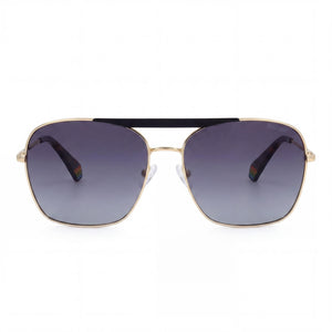 Polaroid Modern Shield Sunglasses for Women — front view, Stainless Steel frame