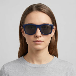 Polaroid Modern Rectangle Sunglasses Women — side view, Polarized Grey lens