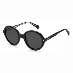 Polaroid Pld 4114/S/X Black Round Sunglasses for Women, Gray lens