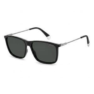 Polaroid PLD 4130/S/X Black Rectangle Sunglasses for Men, Grey lens