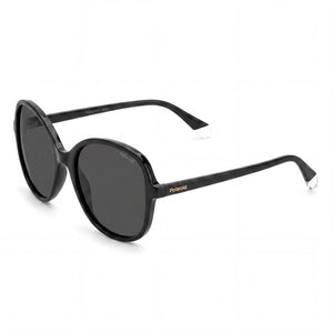 Polaroid Pld 4136/S Black Round Sunglasses for Women, Grey lens