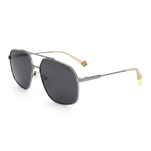 Polaroid Pld 6173/S Silver Aviator Sunglasses Unisex, Polarized Gray lens