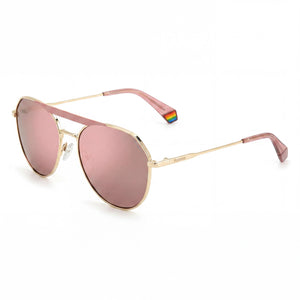 Polaroid PLD 6211/S/X Pink Round Sunglasses Unisex, Gold lens