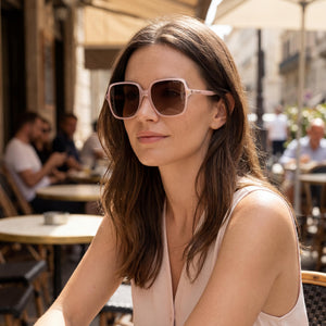 Polaroid PLD 6219/S Square Sunglasses Women — side view, Polarized Bronze lens
