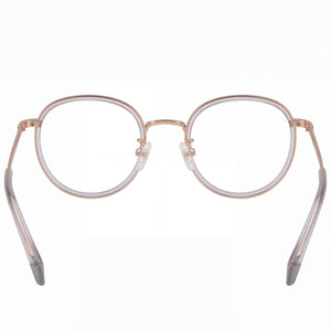 Polaroid PLD D366/F Round Eyeglasses Unisex — side view, Transparent Stainless Steel temples