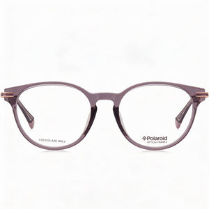 Polaroid PLD D374/G Round Eyeglasses Women — side view, Violet Polyamide temples