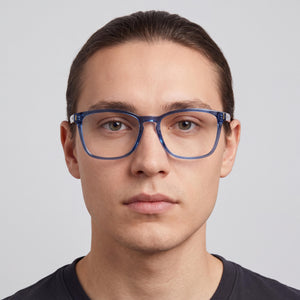 Polaroid Pld D462 Rectangle Eyeglasses Unisex — side view, Blue Injected temples