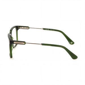 Police Rectangle Eyeglasses Men — side view, Green Acetate temples