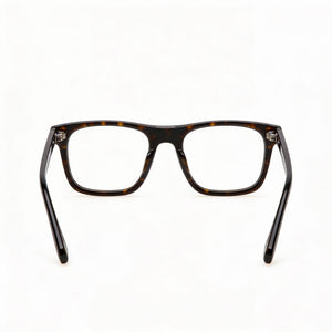 Police Rectangle Eyeglasses Men — side view, Havana Acetate temples