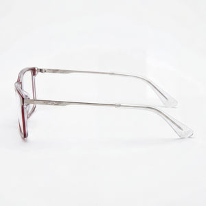 Police Rectangle Eyeglasses Men — side view, Red oil-metal temples
