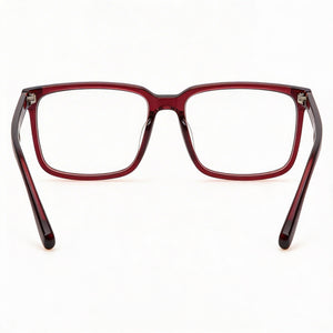 Police Rectangle Eyeglasses Men — side view, Red Acetate temples