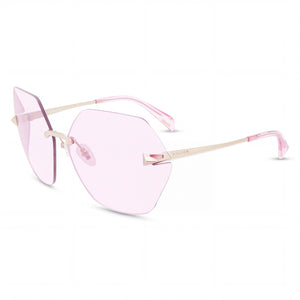 Police Spla19 Gold Square Sunglasses Unisex, Rose lens