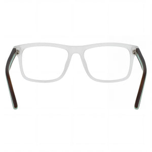 Police Square Eyeglasses Unisex — side view, Transparent temples