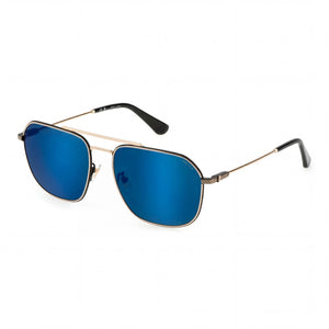 Police Unique Gold Aviator Sunglasses for Men, Blue lens