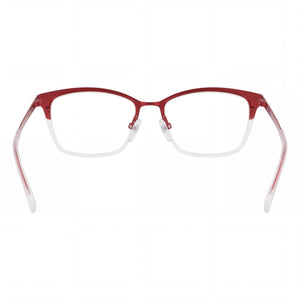 Police VPL284 Rectangle Eyeglasses Women — side view, Red metal temples
