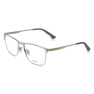 Police VPL698 Silver Square Eyeglasses Unisex, Metal frame