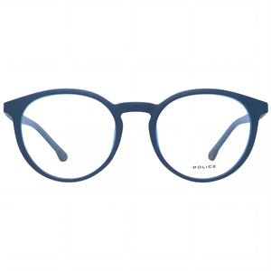 Police VPL878 Round Eyeglasses Unisex — front view, Acetate + Metal